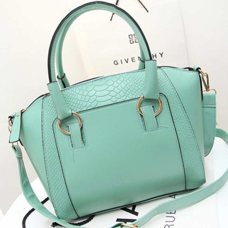 Fashion Crocodile Pattern One-Shoulder Portable Bright Leather Bag
