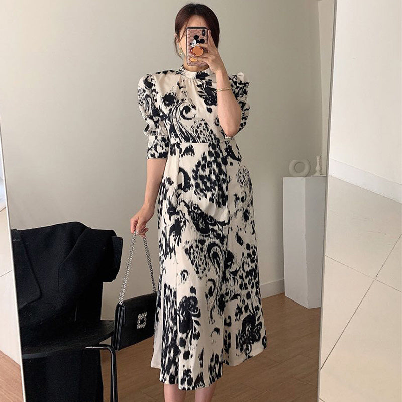 Women's Mid-length Abstract Print Dress