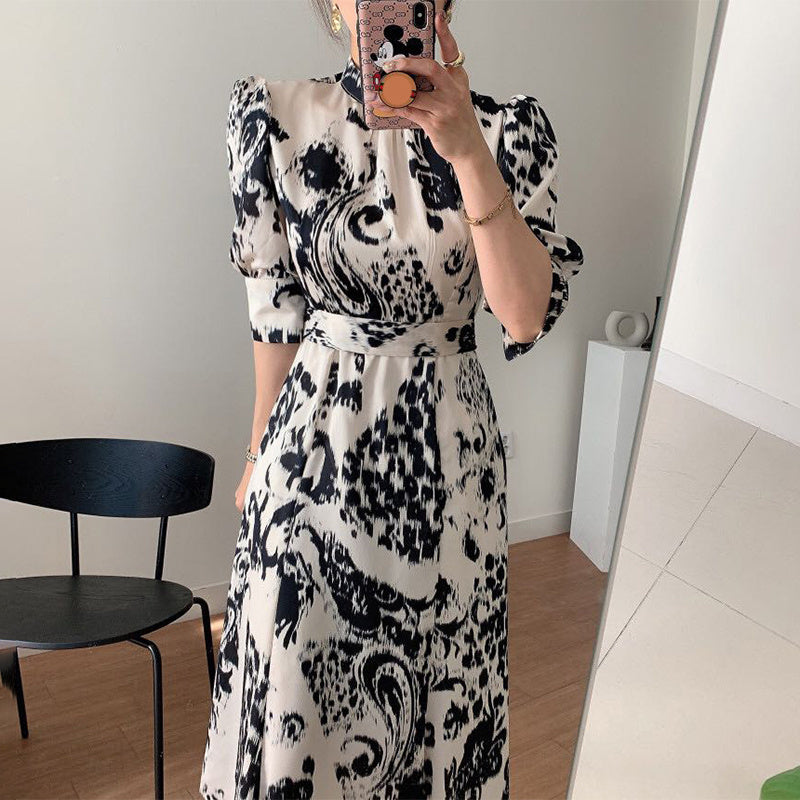 Women's Mid-length Abstract Print Dress