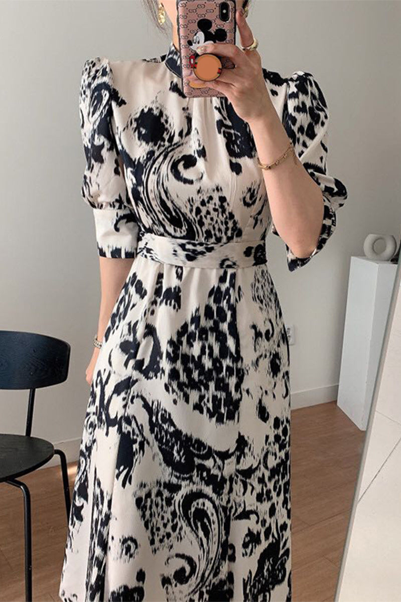Women's Mid-length Abstract Print Dress