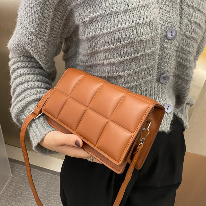 Fashion Embroidered Thread, Western Style, Messenger, Small Square Bag, Simple Texture, Shoulder Bag
