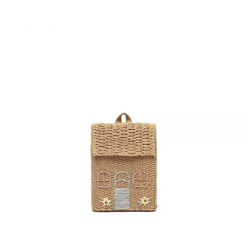 Cute Little House Woven Backpack Mini