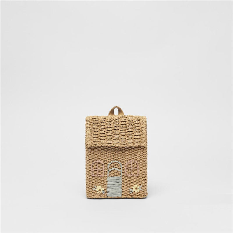Cute Little House Woven Backpack Mini