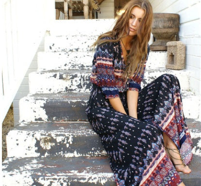 Thai holiday cardigan dress printed stretch beach skirt