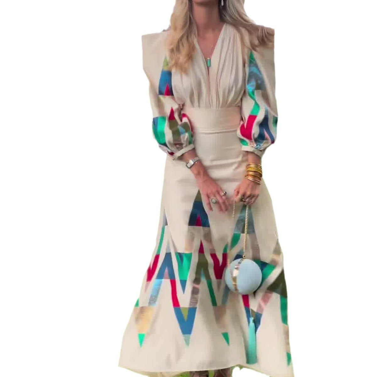 Autumn New Printing Design Fashionable Temperament Commuting Style Dress Suit Dress Women