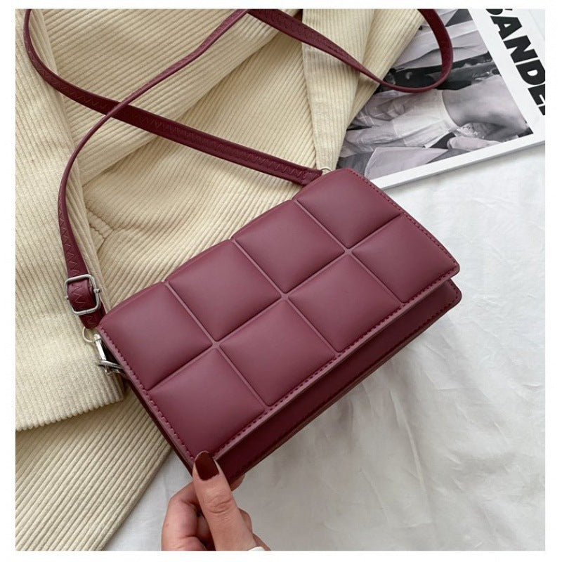 Fashion Embroidered Thread, Western Style, Messenger, Small Square Bag, Simple Texture, Shoulder Bag