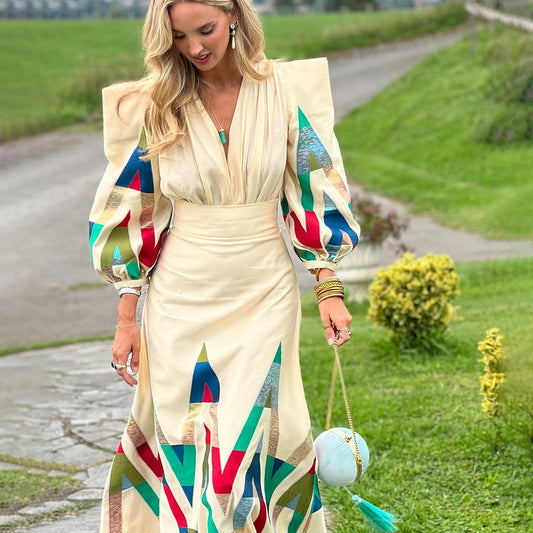 Autumn New Printing Design Fashionable Temperament Commuting Style Dress Suit Dress Women