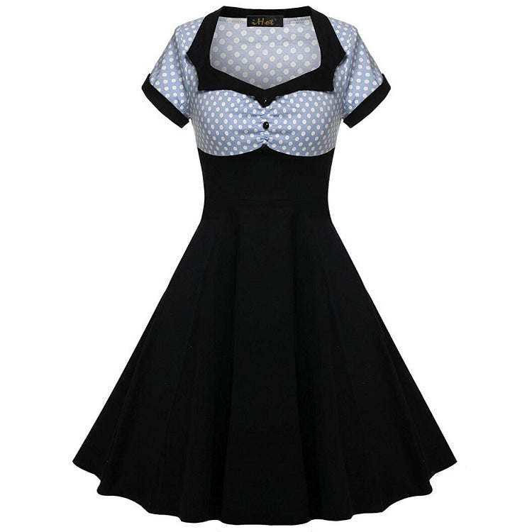 Retro big swing skirt summer dress