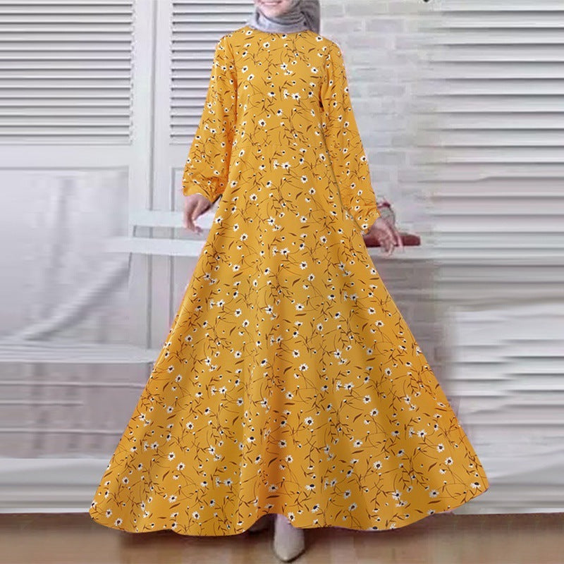 Printed Long Sleeve Vintage Dress