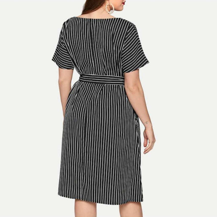 Summer new ladies print striped dress