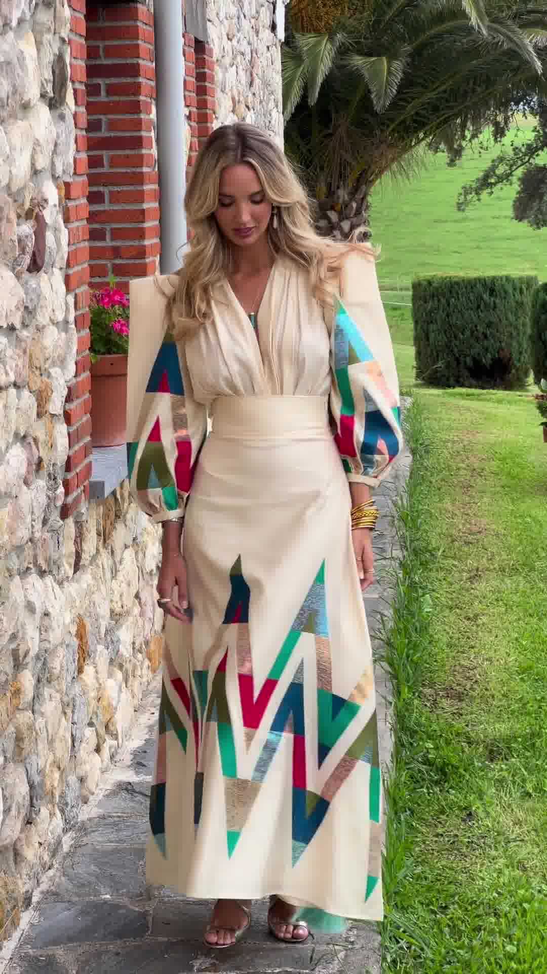 Autumn New Printing Design Fashionable Temperament Commuting Style Dress Suit Dress Women