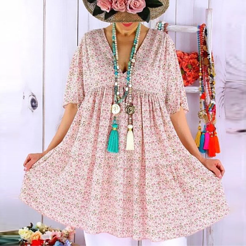 Short sleeve big swing dress