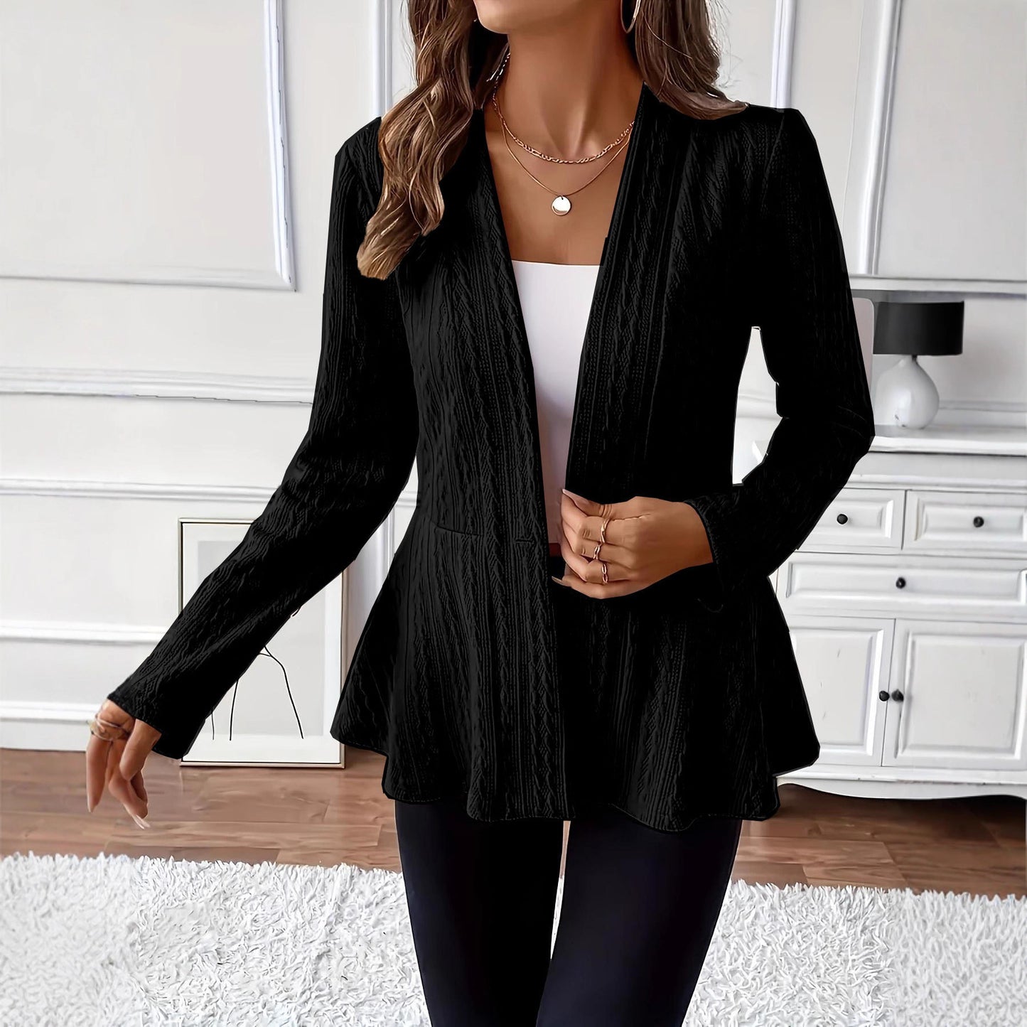 Women's Solid Color One Button Knitted Cardigan