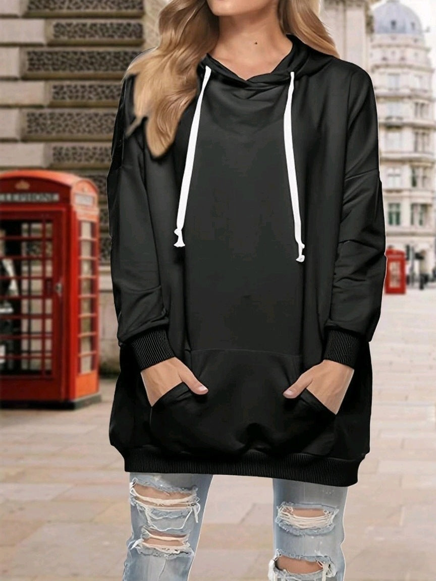 Women's Hooded Pocket Long Sleeve Sweatshirt