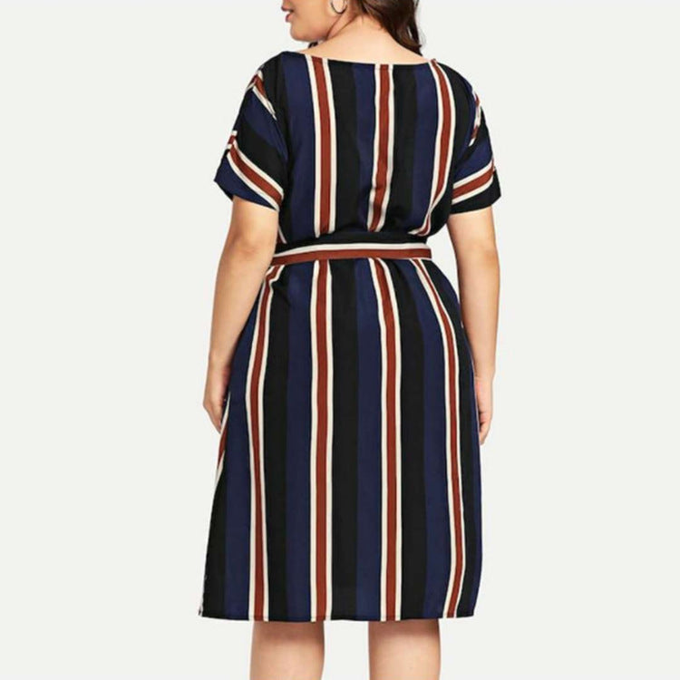 Summer new ladies print striped dress