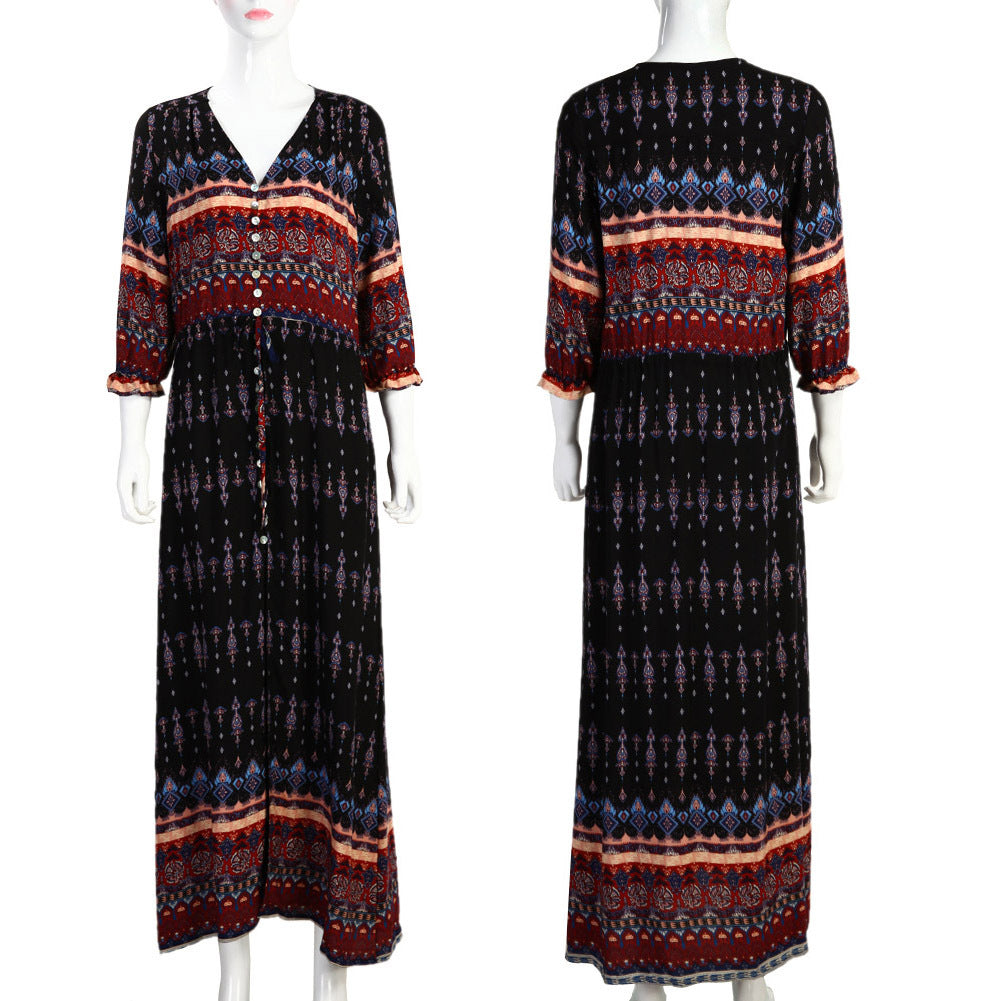 Thai holiday cardigan dress printed stretch beach skirt