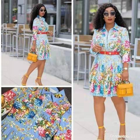 Fashion Digital Print Lapel Long Sleeve Dress