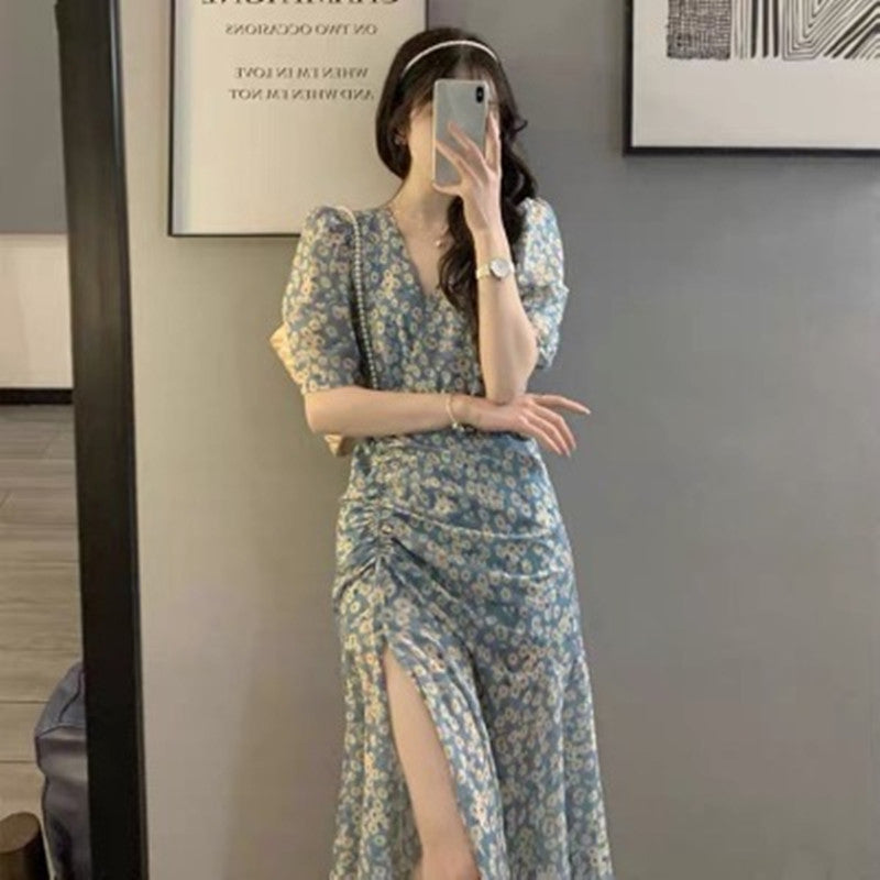 Gentle Temperament Self-cultivation Can Be Sweet And Salt Floral Dress