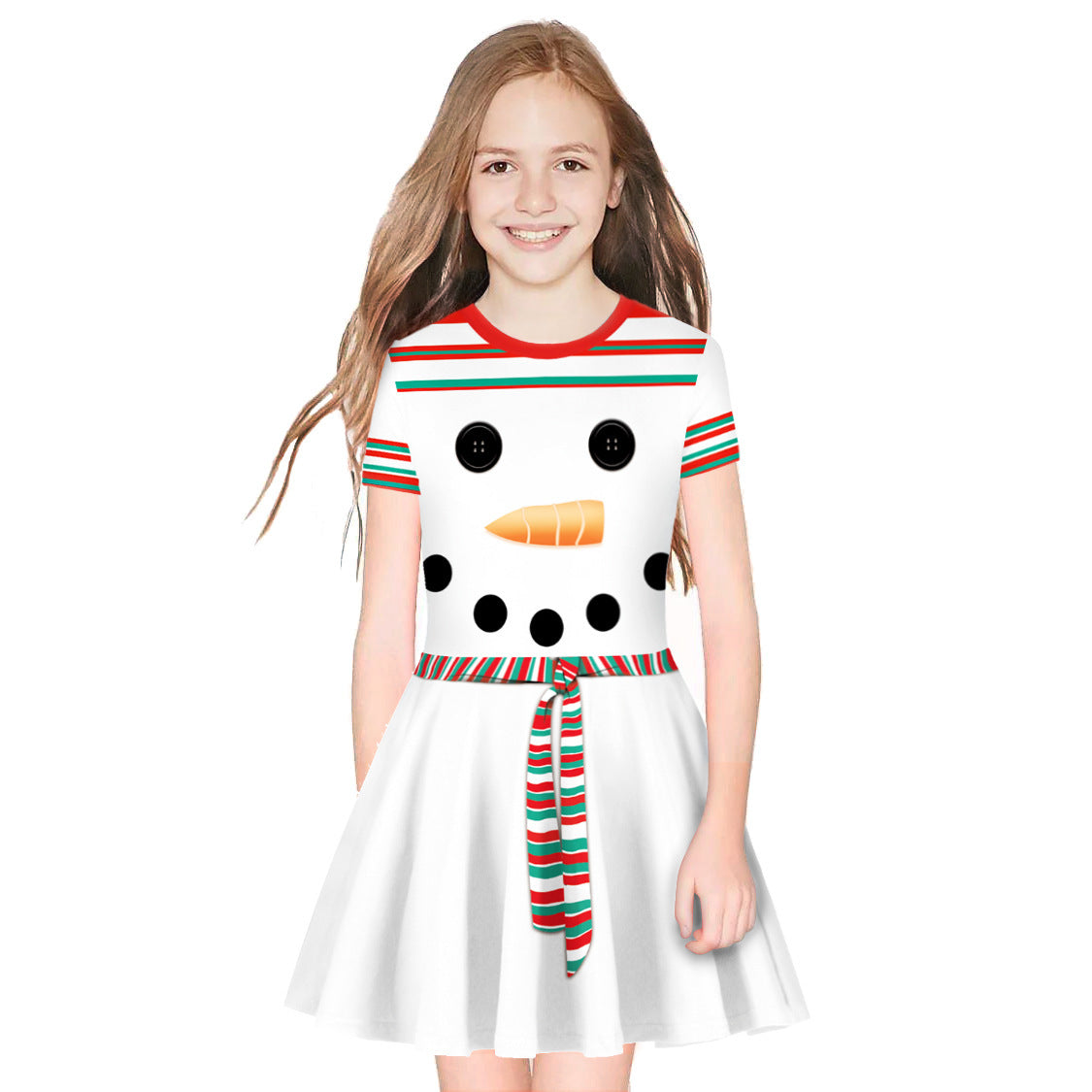 Christmas Elk Digital Print Parent-child Suit Short-sleeved Dress