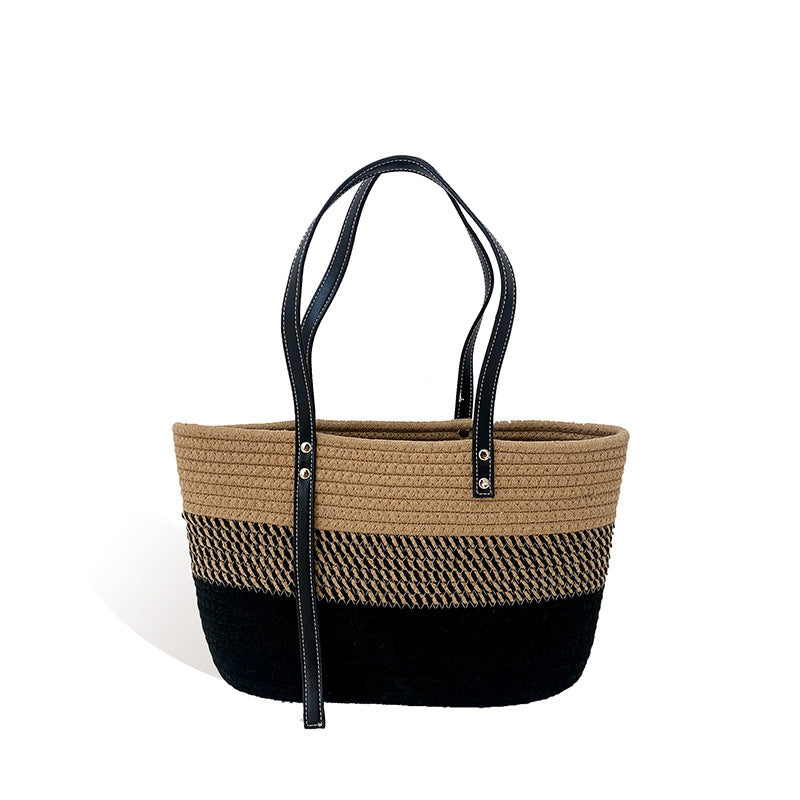 Hand Woven Vegetable Basket Versatile Beach Bag