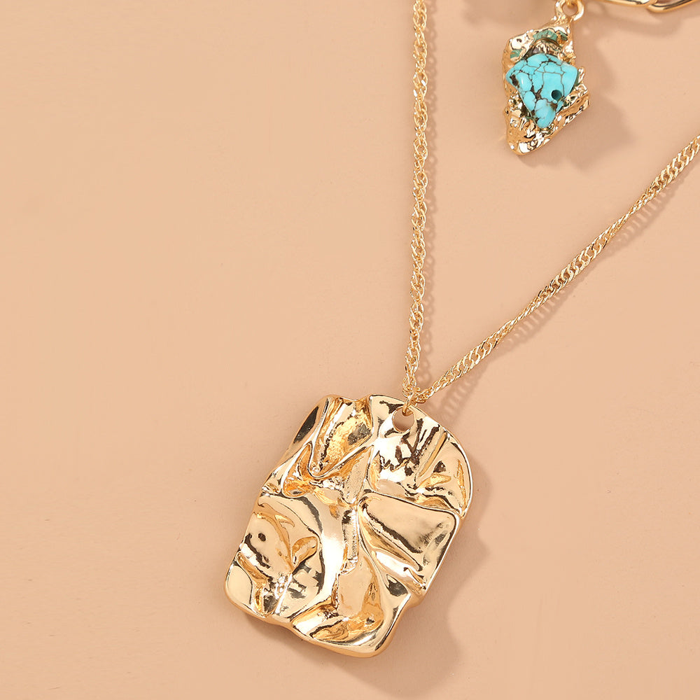 Exaggerated natural loose stone multi-layer necklace
