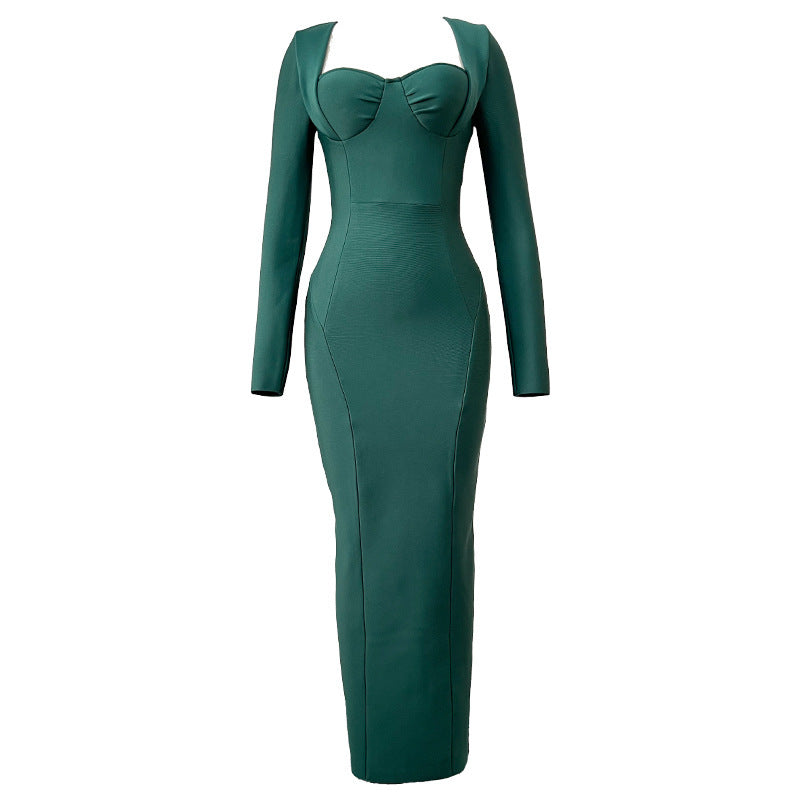 New Long Sleeve Extended Bandage One-piece Dress