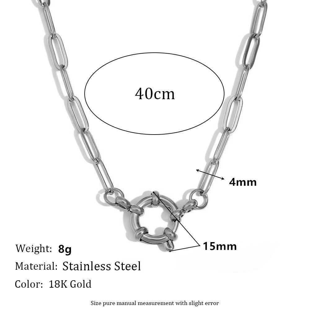 Spring Fastener Pendant Necklace Stainless Steel